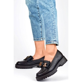 Damen-Loafer mit Schleife, Mokassins mit Teddybär, schwarz 2306B 2