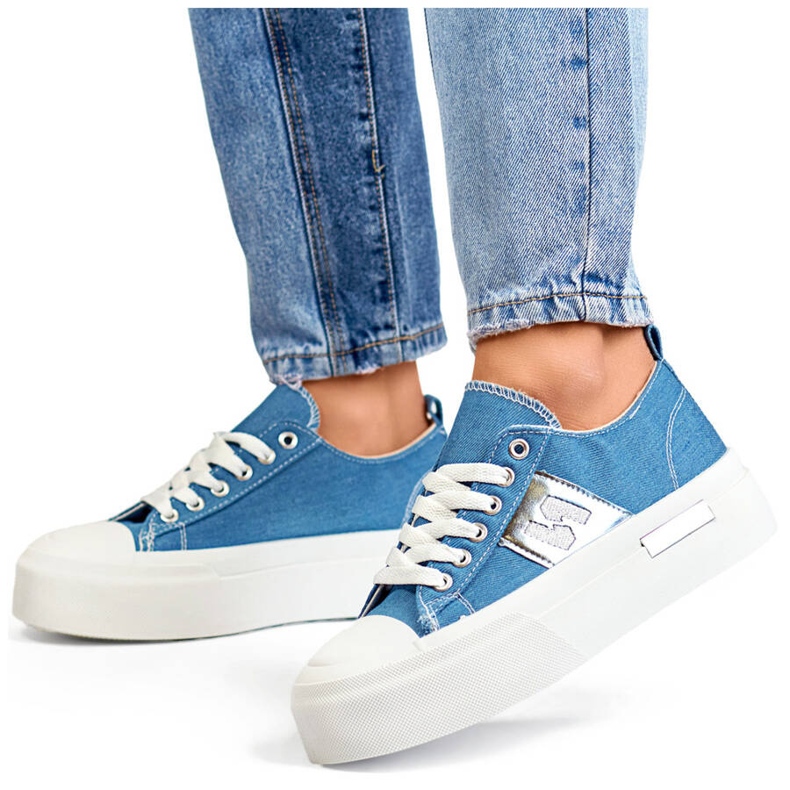 Blaue Jeans-Sneaker mit dicker Sohle LY100BL 1