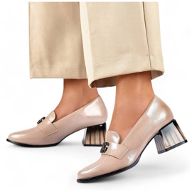 Elegante Damen-Lacklederschuhe mit hohem Absatz, beige GD-FL479-D.BE 1