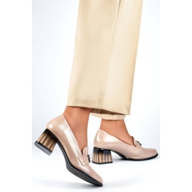 Elegante Damen-Lacklederschuhe mit hohem Absatz, beige GD-FL479-D.BE 2