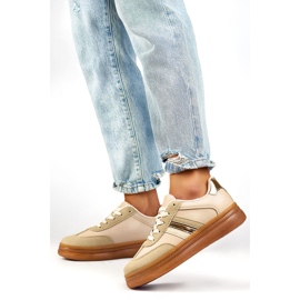 Damen-Sportschuhe mit dicker Sohle, beige A185BE 2