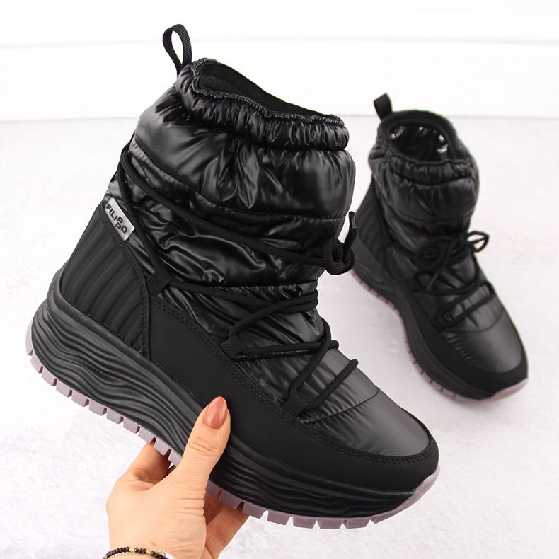 Schwarze Slip-on-Schneestiefel für Damen von Filippo DBT6647 mit Plateau 1