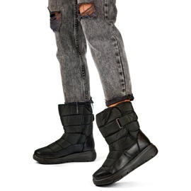 Isolierte Damen-Schneestiefel mit Klettverschluss, schwarz W82B 2