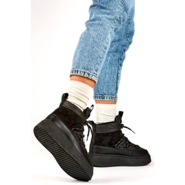 Damen-Schneestiefel zum Schnüren mit dicker Sohle, schwarz 24-72302B 2