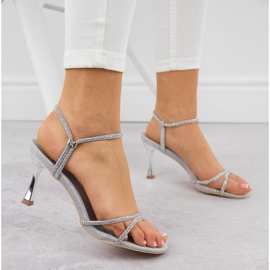 Potocki Silberne Damensandalen mit hohen Absätzen und Zirkonen LE20326 silber- 5