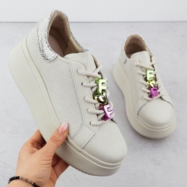 Filippo 6793 Lederschuhe Lederschuhe auf der Plattform perforiert beige 1