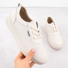 Beige Leder Leder Sportschuhe Sergio Leone SP-102 1