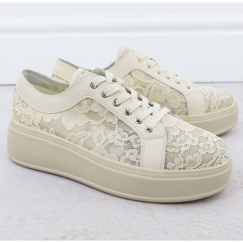 Schuhe auf der Beige Lace-Plattform S.Barski Hy51-059 2