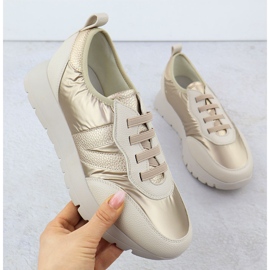 Frauen metallische Sportschuhe Beige Golden Vinceza 58510 1