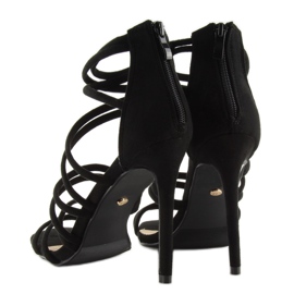 Schwarz LE039 schwarze Sandalen auf hohem Absatz 2