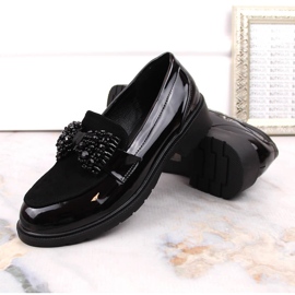 S.Barski Damen-Slipper lackiert Herren mit Schleife schwarz S. Barski 2