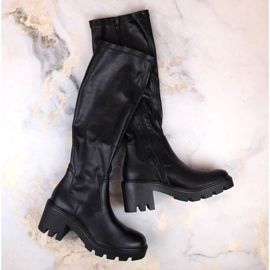 Damenstiefel mit hohen Absätzen und Plateau, elastisch, isoliert, schwarz Potocki SZ12267 4