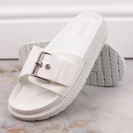 Weiße Flip-Flops aus ökologischem Leder mit Schnalle Big Star JJ274A309 2