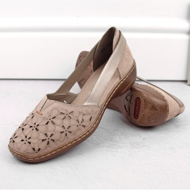 Bequeme Damen-Sommer-Slipper aus Leder, beige Rieker 41356-60 15