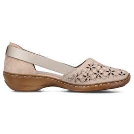 Bequeme Damen-Sommer-Slipper aus Leder, beige Rieker 41356-60 20