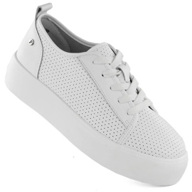 Damen-Sport-Creepers-Schuhe aus Leder, weiß Filippo DP6116 1