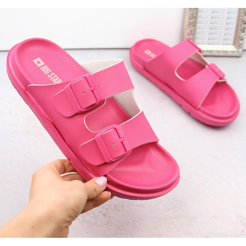 Damen-Flip-Flops aus Schaumstoff mit Schnallen, Fuchsia Big Star NN274A754 rosa 1