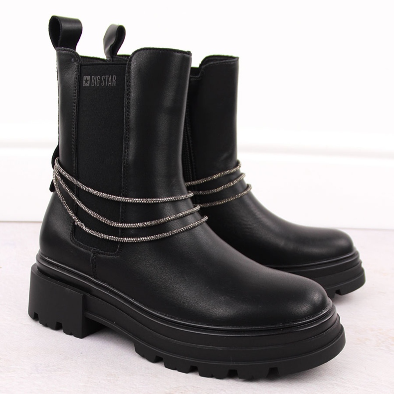 Damen-Chelsea-Stiefel aus schwarzem Leder von Big Star 2