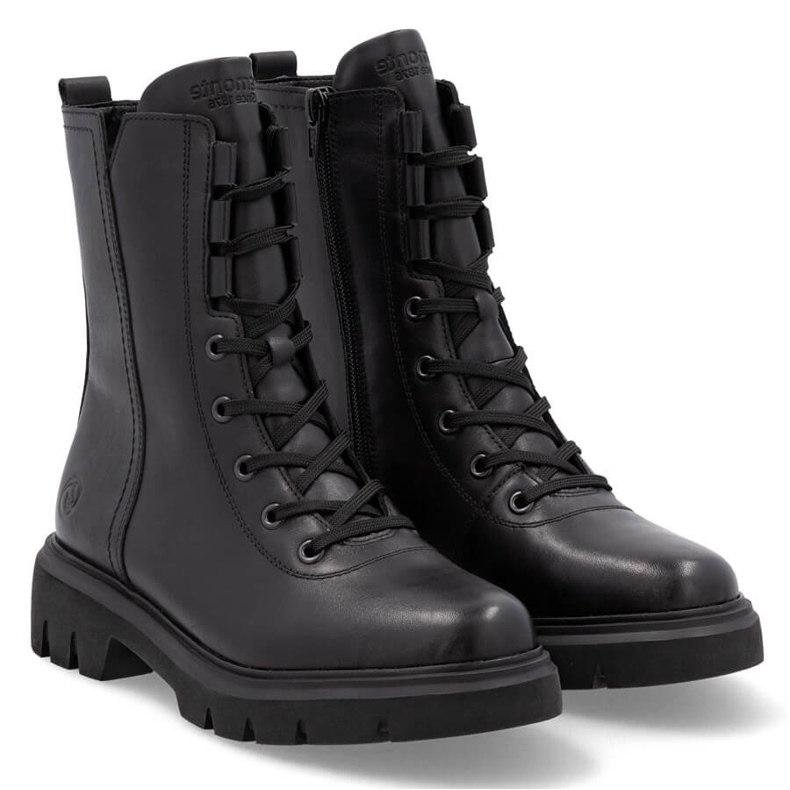 Isolierte Damen-Arbeiterstiefel aus Leder, schwarz Remonte D1W76-00 1