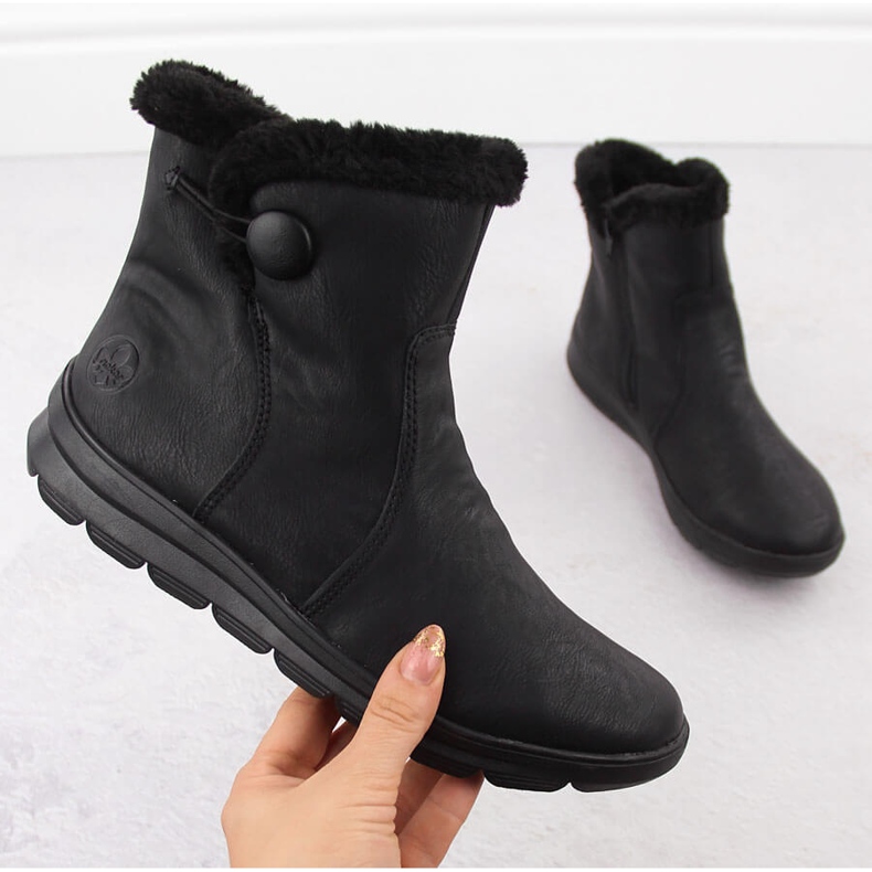 Damen Winterstiefel mit Fell, schwarz Rieker Z0080-00 1