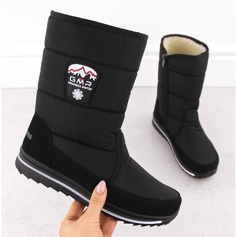 Schwarze Progress Winter-Schneestiefel für Damen 1