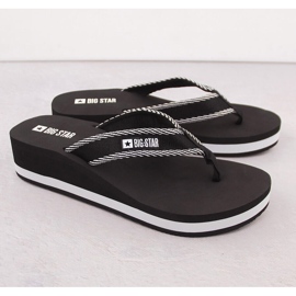 Schwarze Damen-Flip-Flops mit Keilabsatz Big Star NN274A727 2