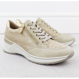 Frauenschuhe Sneaker auf Keilen bequem Beige Rieker N4316 2