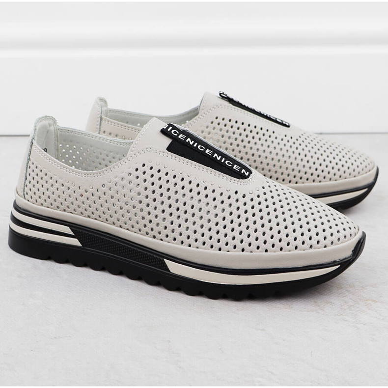 S.Barski Damen-Lederschuhe, Openwork Beige S. Barski LR51-672 2