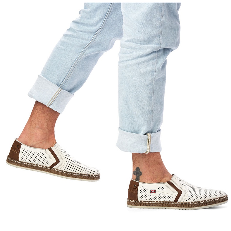 Herren offene Lederschuhe, weißer Rieker B5297-80 2