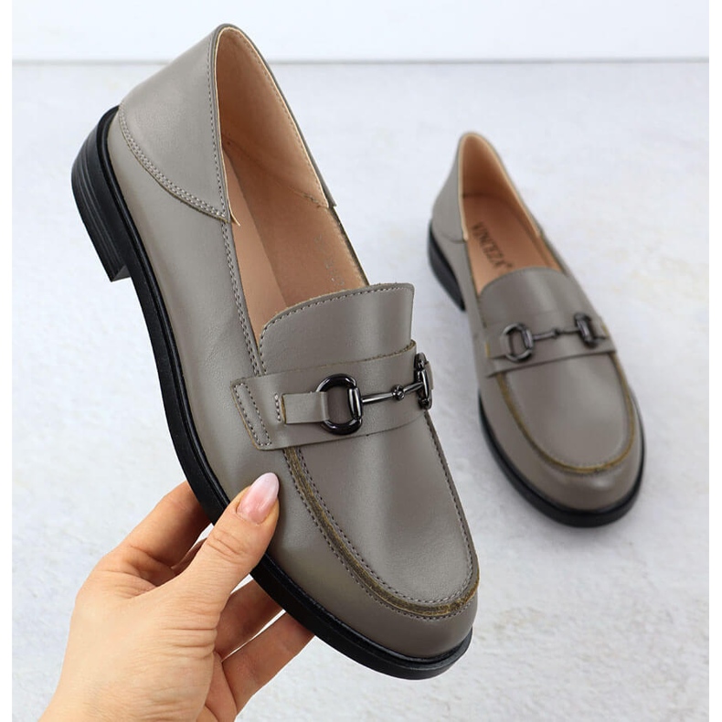 Damen Lederschuhe bequeme Ladungsstätten dunkler Beige Vinceza 18107 1