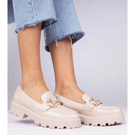 Beige elegante Slipper mit Zirkonen 1