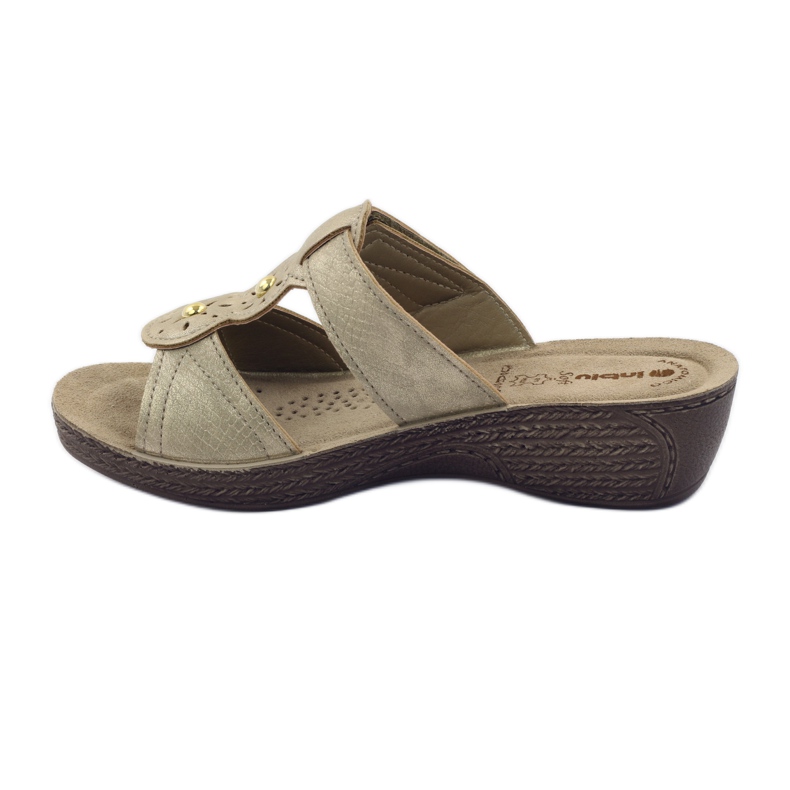 Goldene Inblu GL086 Hausschuhe mit Klettverschluss gelb braun 2