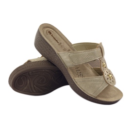 Goldene Inblu GL086 Hausschuhe mit Klettverschluss gelb braun 3