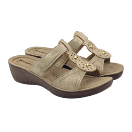 Goldene Inblu GL086 Hausschuhe mit Klettverschluss gelb braun 4