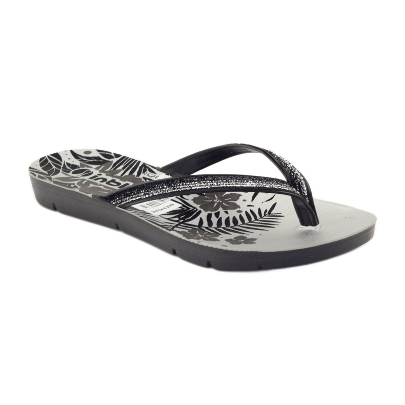 Schwarze und silberne Inblu ME14 Flip-Flops grau 1