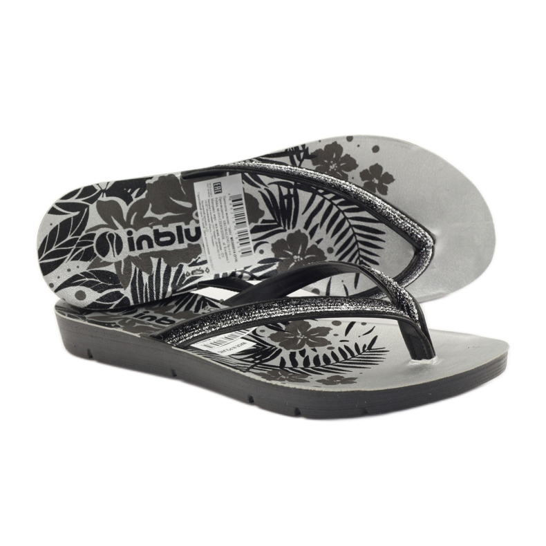 Schwarze und silberne Inblu ME14 Flip-Flops grau 3