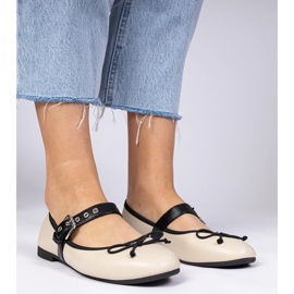 Beige Frauen Ballerinas mit einem Bug 4