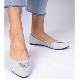 Glitzer Ballerinas für Silberinnen mit einem Schmetterling silber- 2