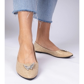 Glitzer Ballerinas für Goldene Frauen mit einem Schmetterling 3
