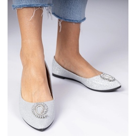 Glitzer -Ballerinas von Silber Frauen mit Zirkonen silber- 3