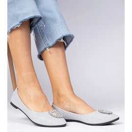 Glitzer -Ballerinas von Silber Frauen mit Zirkonen silber- 2