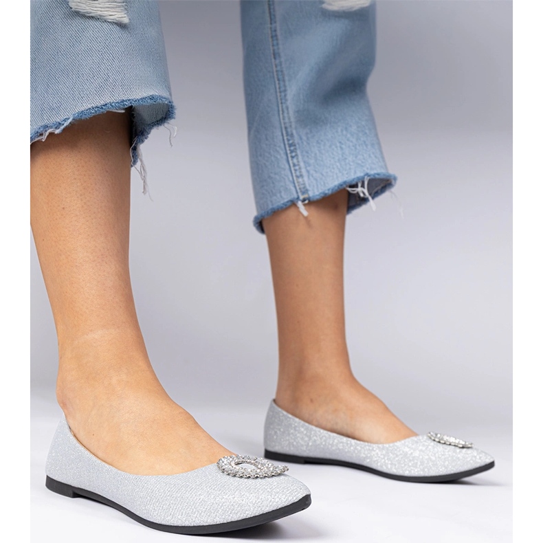 Glitzer -Ballerinas von Silber Frauen mit Zirkonen 1