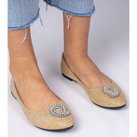 Glitzer Ballerinas für Goldene Frauen mit Zirkonen 3