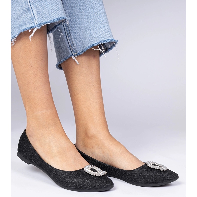 Glitzer Ballerinas der schwarzen Frauen mit Zirkonen 1