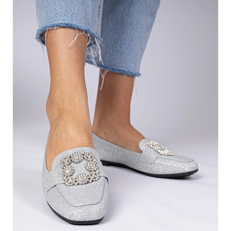 Silberglitzer -Slipper mit Zirkonen 2