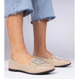 Champagner -Glitzer -Slipper mit Zirkonen golden 1