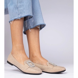 Champagner -Glitzer -Slipper mit Zirkonen golden 2