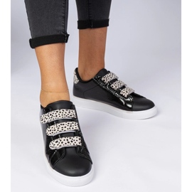 Schwarze Turnschuhe mit Tierklettverschluss 2