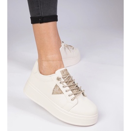 Beige Sneakers Sneakers mit goldenen Zirkonen 3