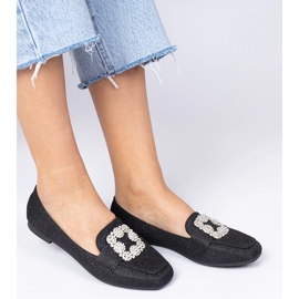 Schwarze Glitzer -Slipper mit Zirkonen 2